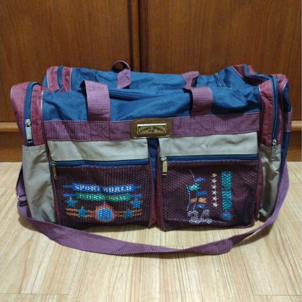 Vintage 90s Atomic Express Duffel Bag Travel Weekender Gym Retro Colors Large